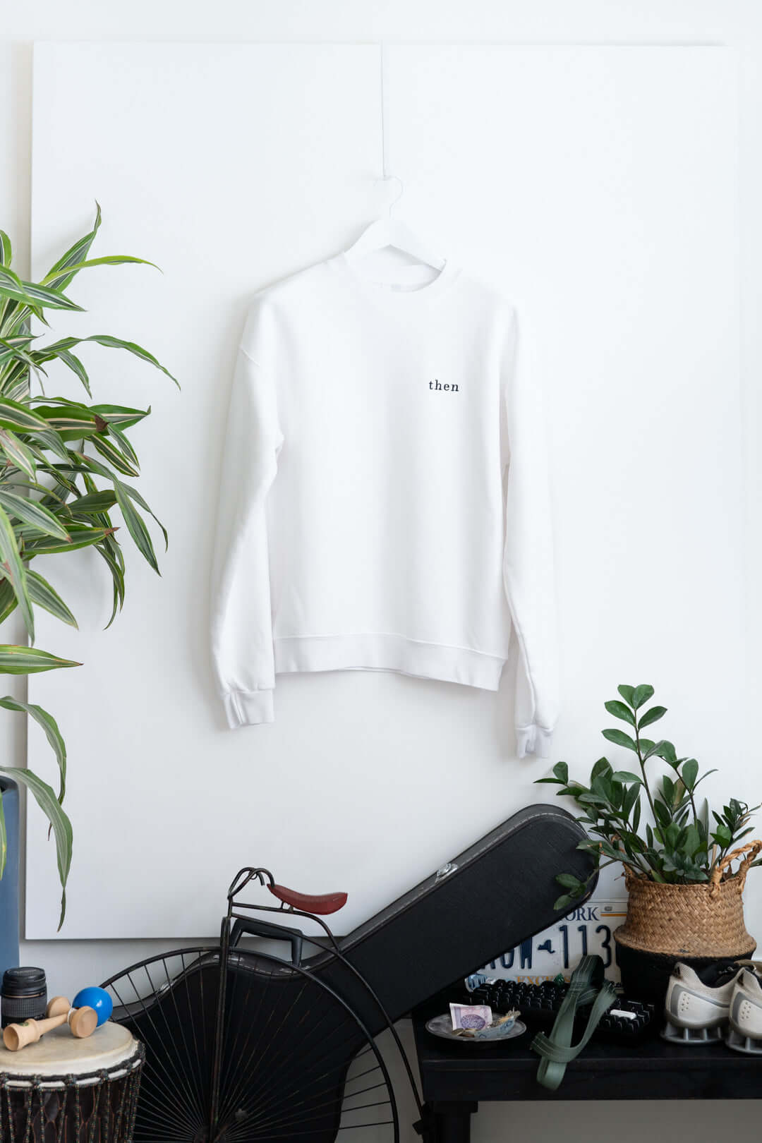 Principle Sweatshirt - Then Logo Embroidered - White