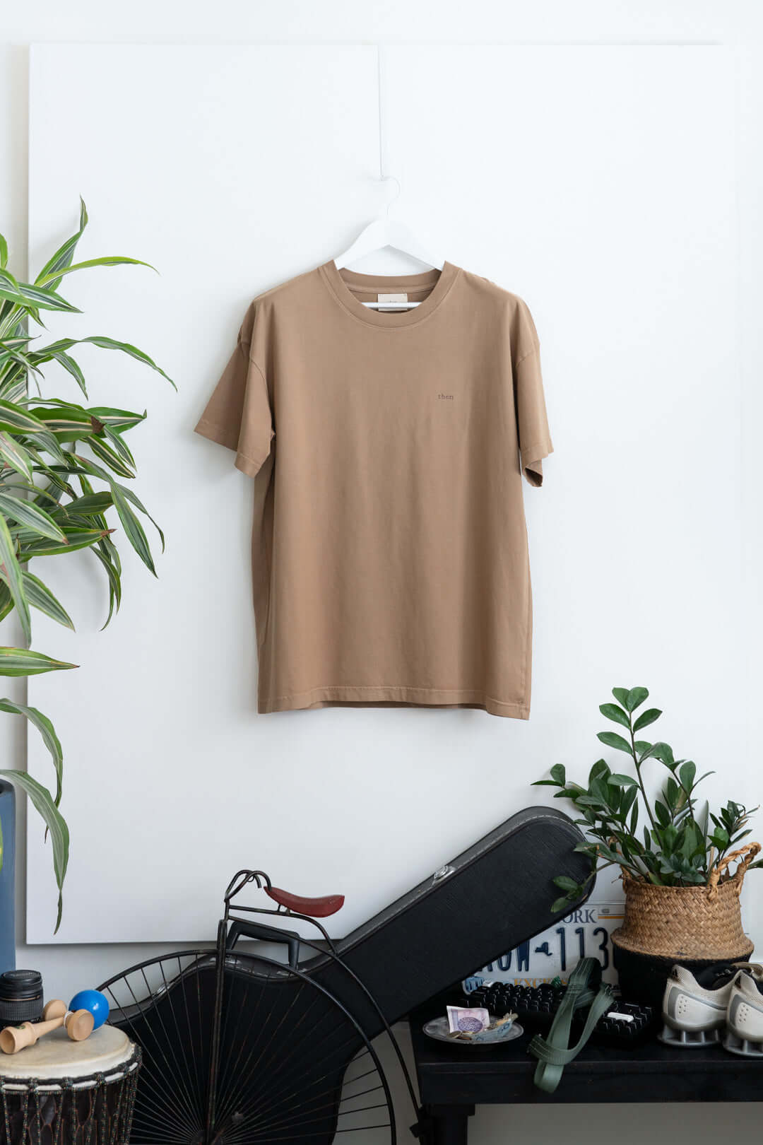 Principle Tee - Drop Shoulder - Then Logo Embroidered - Brown