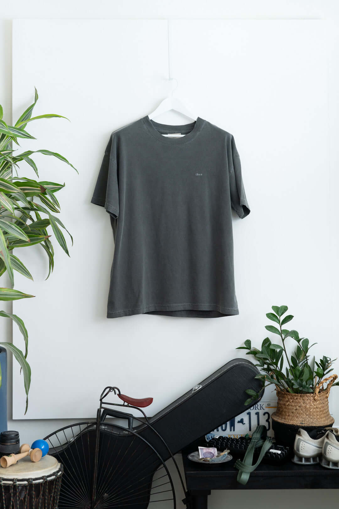 Principle Tee - Drop Shoulder - Then Logo Embroidered - Grey